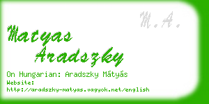 matyas aradszky business card